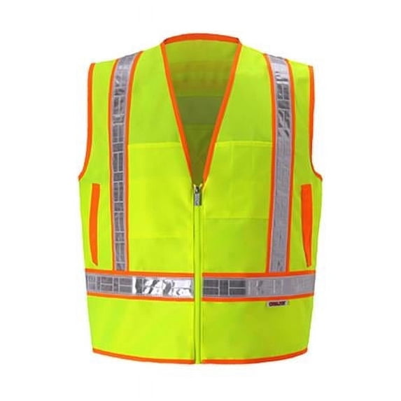 2W International 8048OC-2 XL Class 2 Zipper Front Oralite High-Viz Vest, Lime - Extra Large
