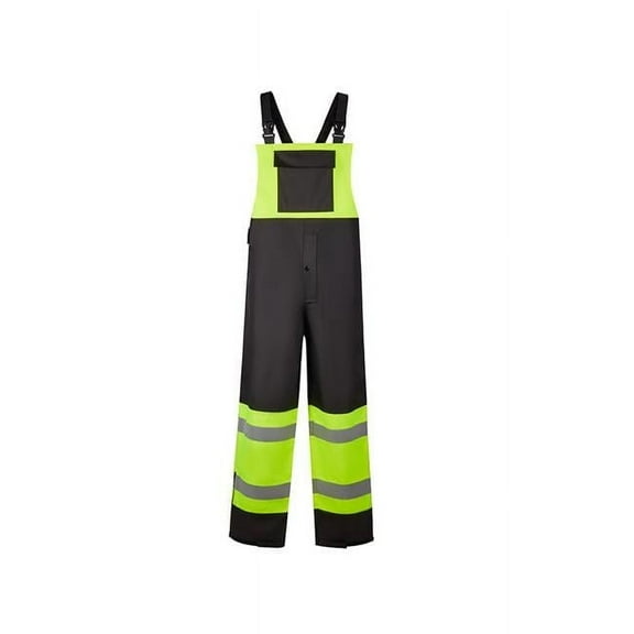 2W International HBO77-E 4XL Premium High-Viz Bib Overall, Lime & Black - 4XL