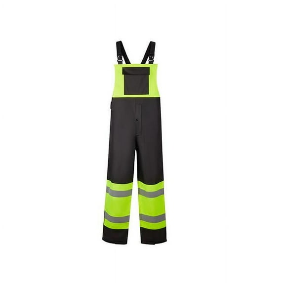 2W International HBO77-E L Premium High-Viz Bib Overall, Lime & Black - Large