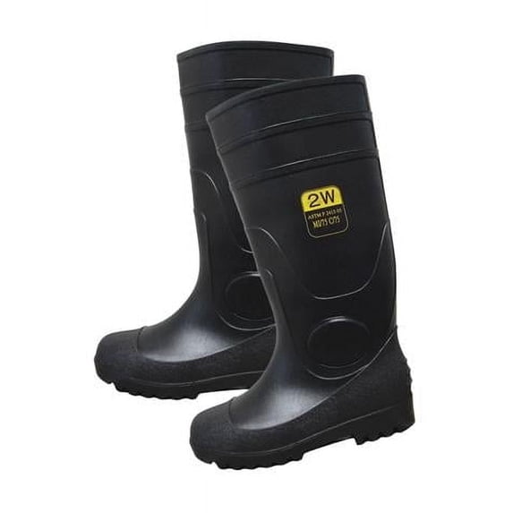 2W International SST16 8 PVC Steel Toe Boots, Black - Size 8