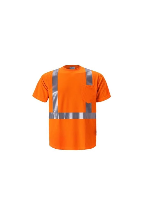 International TB103C-2 2XL Class 2 High-Viz Short Sleeve Birdseye T-Shirt, Orange - 2XL