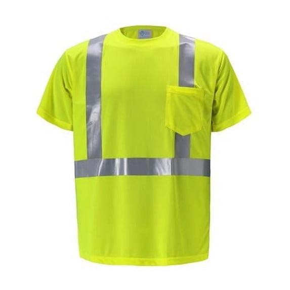 2W International TB105C-2 2XL Class 2 High-Viz Short Sleeve Birdseye T-Shirt, Lime - 2XL