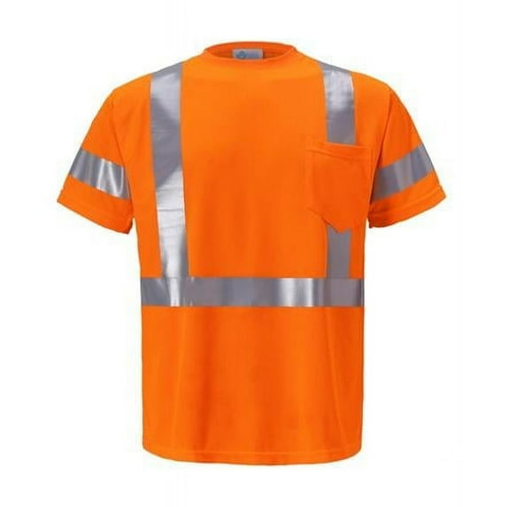 2W International TB113C-3 XL High-Viz Class 3 Short Sleeve Birdseye T-Shirt, Orange - Extra Large