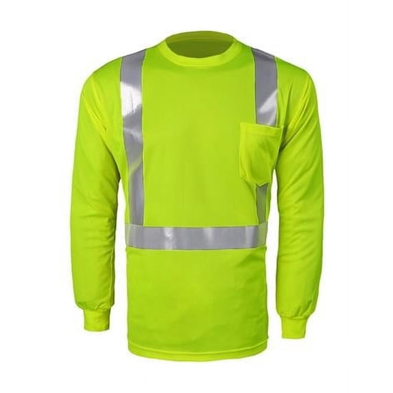 2W International TLB125C-2 3XL Class 2 High-Viz Long Sleeve Birdseye T-Shirt, Lime - 3XL