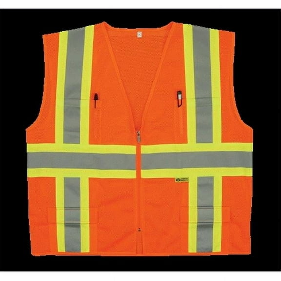 2W M7038C-2 5XL Class 2 Mesh Multi-Pocket Vest - Orange- 5 Extra Large