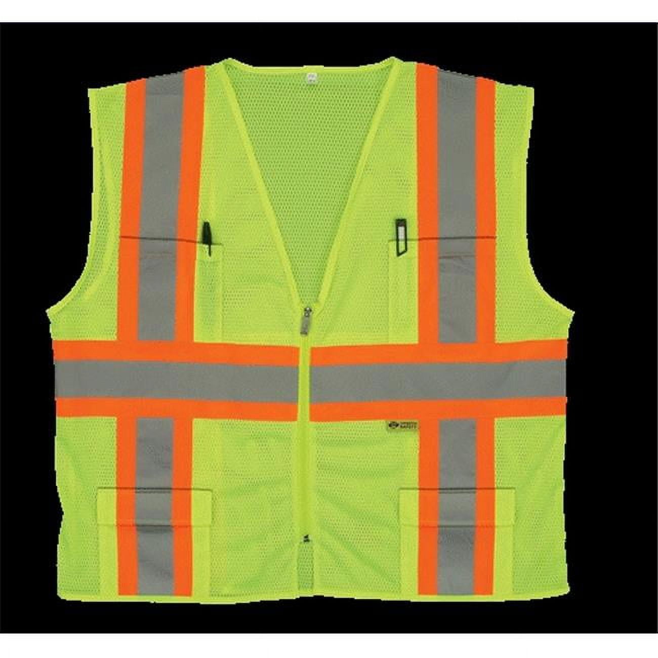 2W M7048C-2 XXL Class 2 Mesh Multi-Pocket Vest - Lime- XX-Large