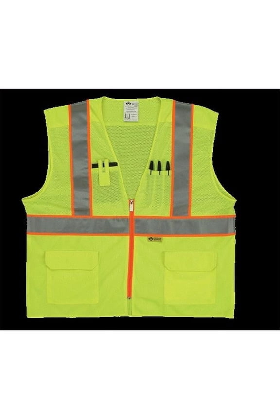 MS530C-2 L Class 2 Mesh And Solid- Ansi Vest - Lime- Large