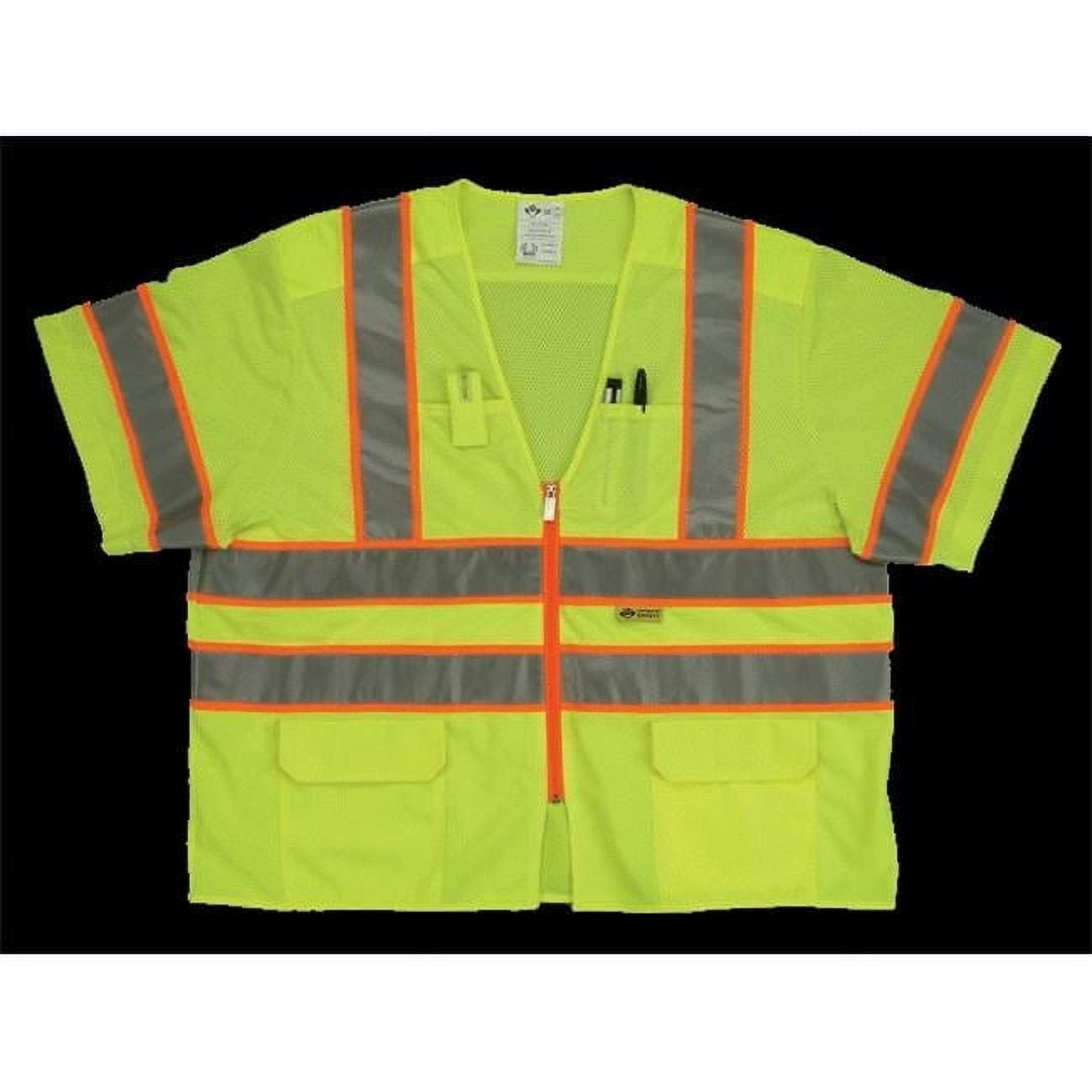 2W MS539C-3 5XL Class 3 Mesh And Solid- Ansi Vest - Lime- 5 Extra Large