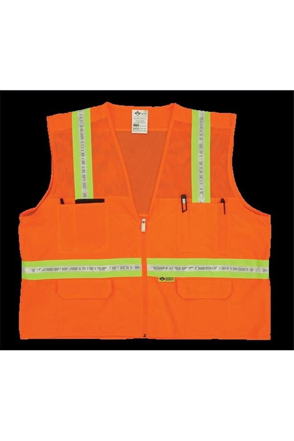 Mesh Multi-Pocket Surveyor Vest - Orange- Medium