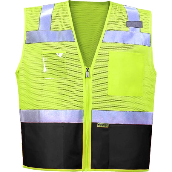 2W Safety Vest - High Visibility with Reflective Straps and Pockets – Soft, Durable, and Breathable – ANSI CLASS 2 (Size Medium, Black)
