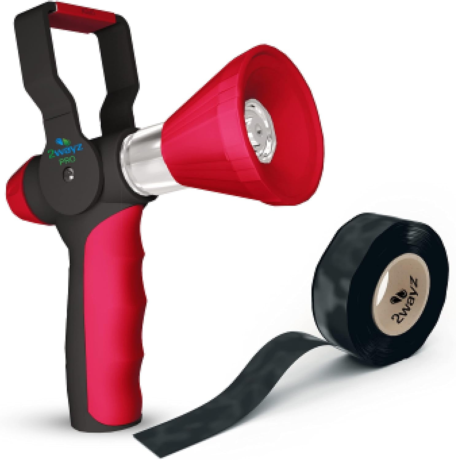 Red and Black Fireman Style Garden Hose Nozzle with Ergonomic Handle