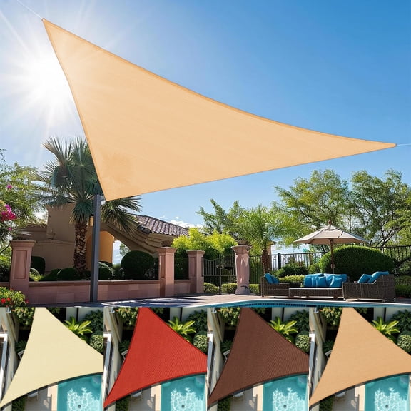 2WIN2BUY 12x12x12ft Sun Shade Sail for Patio,420D Heavy Duty Triangle Outdoor Sunshades,98% UV Block Waterproof Canopy for Garden Yard,Yellow