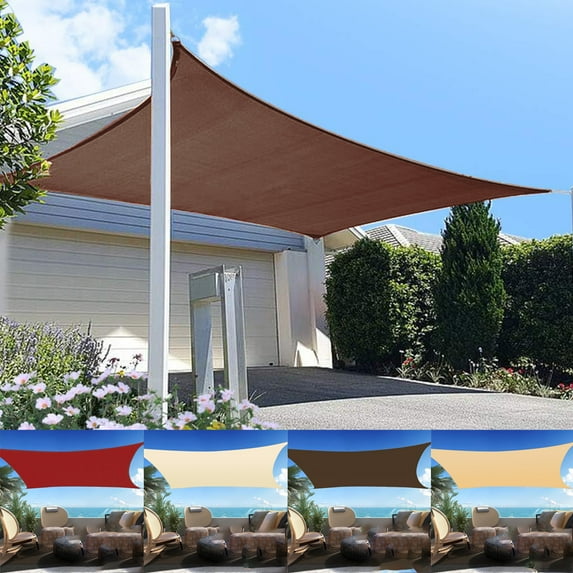 2WIN2BUY 12x16ft Sun Shade Sail for Patio,420D Heavy Duty Rectangular Outdoor Sunshades,98% UV Block Waterproof Canopy for Garden Yard,Brown