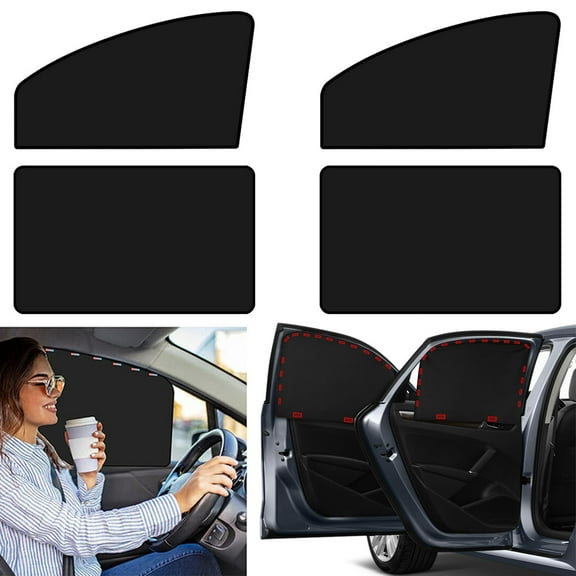 2WIN2BUY 4 Pack Car Window Shades,Block Heat & UV Protection Auto Front Rear Magnetic Side Window Sun Shades,Mesh Car Privacy Curtains for Baby Family