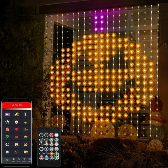 2WIN2BUY 400 LED Smart Curtain Lights String with Remote, Color Changing RGB Twinkle Wall Lamp for Patio Party Halloween Decor