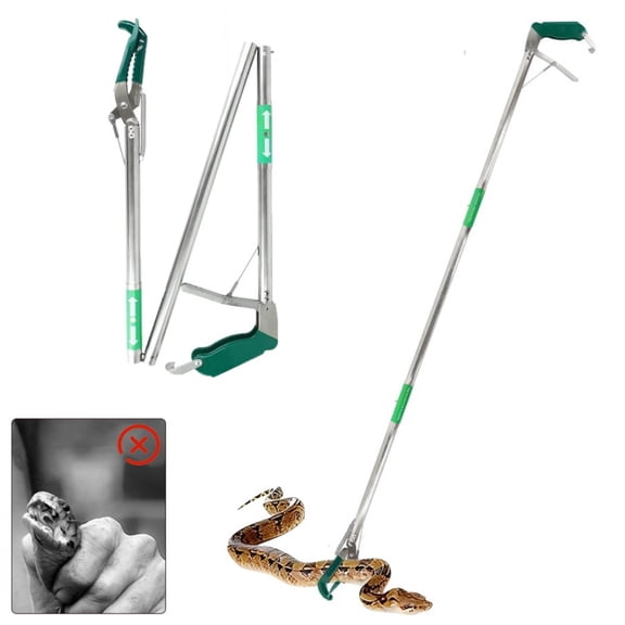 2WIN2BUY 50" Collapsible Stainless Steel Snake Tongs Reach Grabber Handling Tools Hook