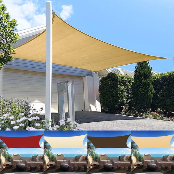 2WIN2BUY 8x12ft Sun Shade Sail for Patio,420D Heavy Duty Rectangular Outdoor Sunshades,98% UV Block Waterproof Canopy for Garden Yard,Sand Yellow