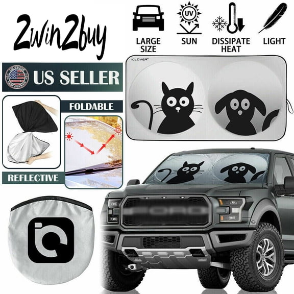 2WIN2BUY Car Front Window Sunshade, Sun Cover for Most Car SUV Truck,Foldable Windshield Sun Shade, Blocks UV Rays,Keep Your Vehicle Cool