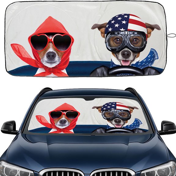 2WIN2BUY Car Windshield Sun Shade,Foldable Sun Shade for Windshield,Blocks UV Rays and Heat Front Window Sun Visor Protector 59"X33"