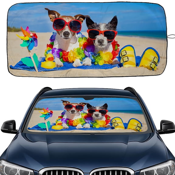 2WIN2BUY Car Windshield Sun Shade,Foldable Sun Shade for Windshield,Blocks UV Rays and Heat Front Window Sun Visor Protector 59"X33"