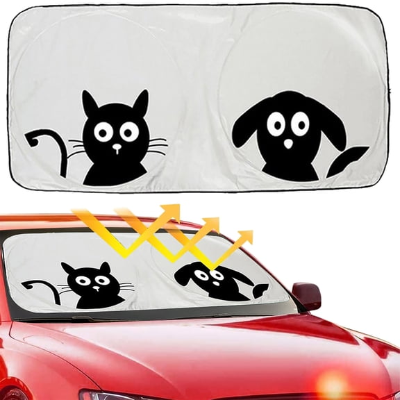 2WIN2BUY Car Windshield Sunshade,Reflective Foldable 99% UV Rays Block Windshield Sun Cover,Durable Car Window Shade (64x34in)