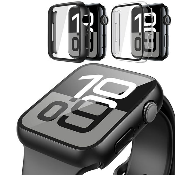2WIN2BUY Hard PC Case with Tempered Glass Screen Protector for Apple Watch 46mm Series 10,Scratch Resistant Bumper Protective Cover for iWatch 46mm Accessories,Clear