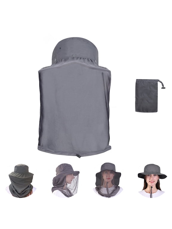 Mosquito Net Hat,UPF 50+ Sun Protection Wide Brim Sun Hats with Bug Net,Outdoor Hiking Beekeeping Mosquito Head Net for Men Women