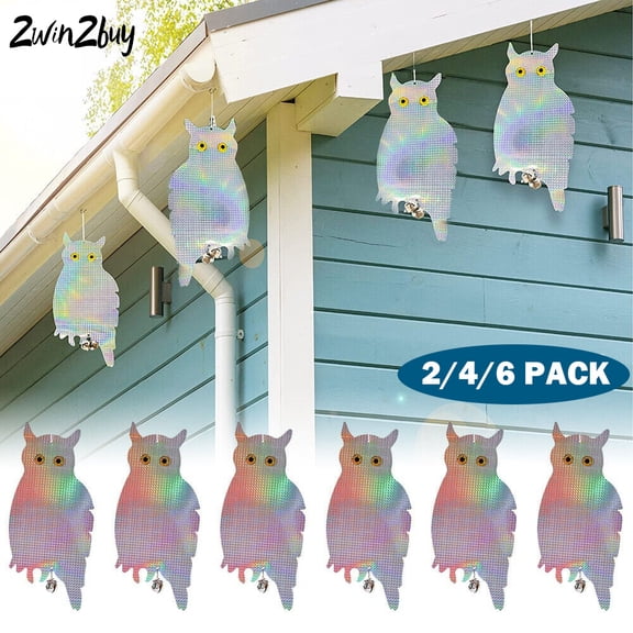 2WIN2BUY Owl Bird Deterrent-Keep Birds Away from Patio-Waterproof Effective Hanging Bird Control Repellent -2/4/6 PACK