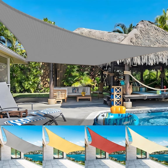 2WIN2BUY Rectangle Sun Shade Sail,8'X12'Curved Edge Outdoor Shade Canopy,Breathable 95% UV Block Shade for Patio Garden Backyard,Gray