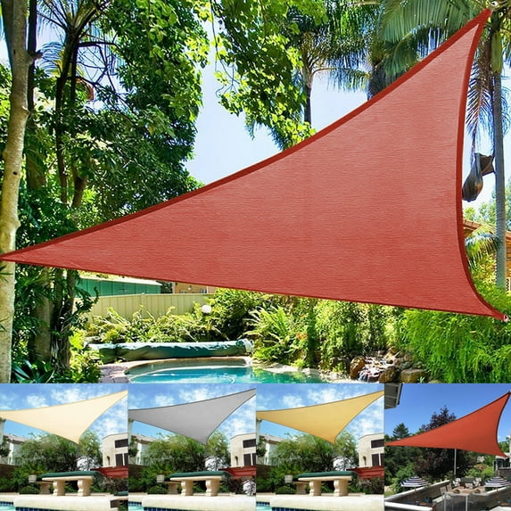 2WIN2BUY Triangle Sun Shade Sail,16'X16'X16'Curved Edge Outdoor Shade Canopy,Breathable 95% UV Block Shade for Patio Garden Backyard,Rust Red