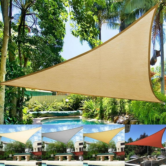 2WIN2BUY Triangle Sun Shade Sail,8'X8'X8'Curved Edge Outdoor Shade Canopy,Breathable 95% UV Block Shade for Patio Garden Backyard,Beige