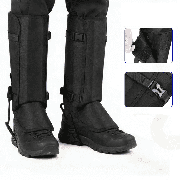 2WIN2BUY Unisex Snake Gaiters Durable Waterproof Snake Chaps Lower Legs Protection Guards, Black
