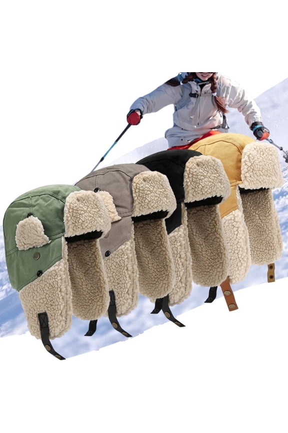 Unisex Winter Trapper Hat with Ear Flaps, Windproof Warm Ushanka Aviator Ski Cap, Yellow