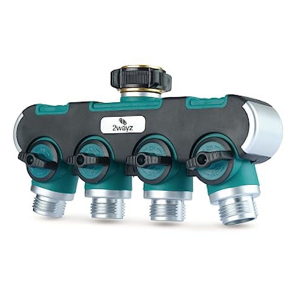 Heavy Duty 4-Way Garden Hose Connector with Rubber Coating