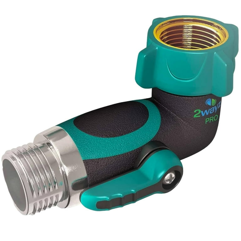 2Wayz 90 Degree Garden Hose Elbow Connector with Shut Off