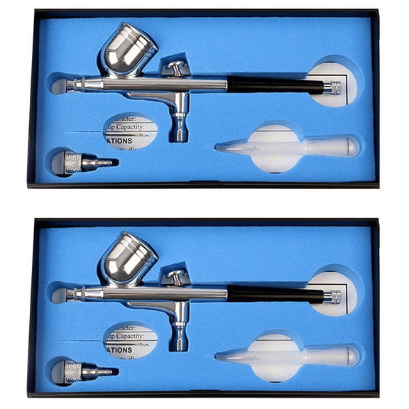 2X 0.3mm Double Action Airbrush Kit Air Brushes for Painting Electric Airbrush Set for Painting Models, Auto Graphics