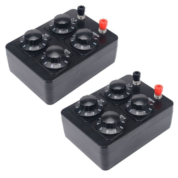 2X 0-9999 Ohm Simple Resistance Box Precision Variable Decade Resistor Teaching Instrument,2 * Simple Resistance Box,black