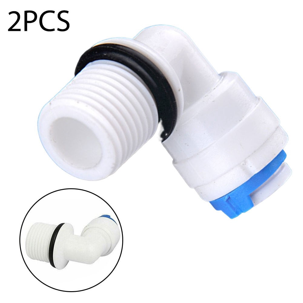 1/4" Tube X 1/4" Stem 90-Degree Quick Connect Elbow Fitting - NSF Certified, Black, For Water Lines & Filters