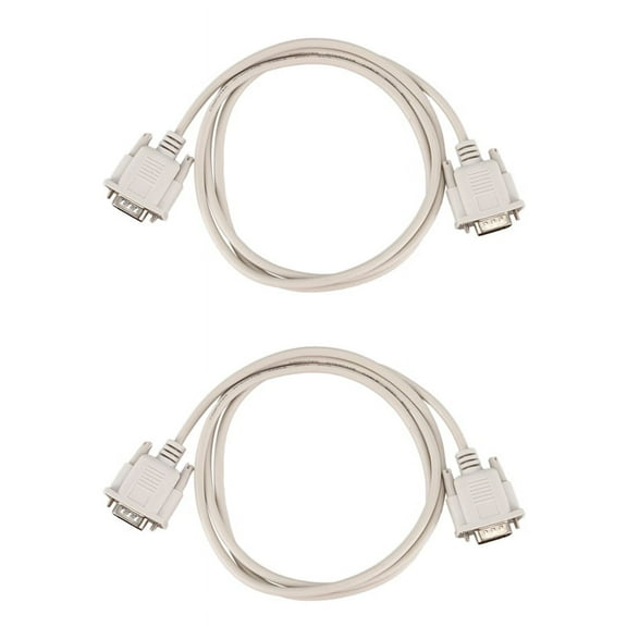 2X 1.4M RS232 DB9 9 Pin Male to VGA Video 15 Pin Male Adapter Cable Light Gray