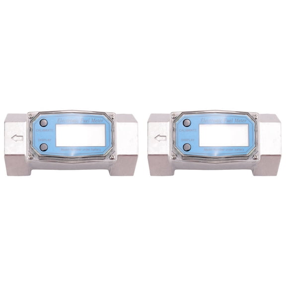 2X 1.5 Inch Digital Turbine Meter, LCD Display Water Meter, Flowmeter for Gasoline Water