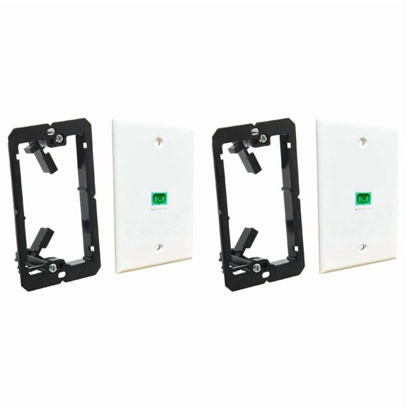 2X 1 Port Fiber Wall Plate SC Simplex Fiber Optic Wall Plate Optical Wall Plate with 1-Gang Mounting Bracket,A