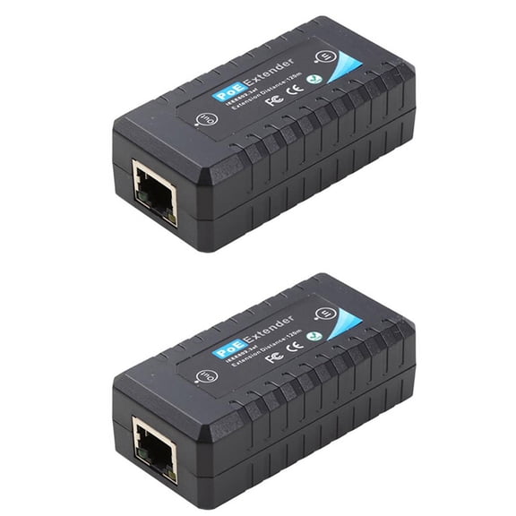 2X 1 Port POE Extender 10/100Mbps with IEEE 802.3Af Standard Input/Output for IP Camera Transmission Distance 120 Meters