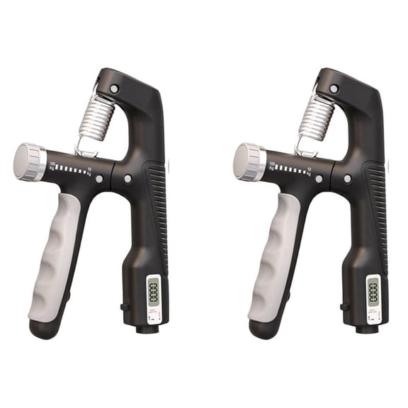 2X 10-100Kg Adjustable Electronic Hand Grip Power Exercise Heavy Gripper Fitness Muscle Training Hand Strengthener-Black