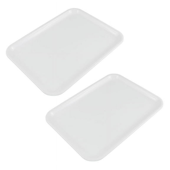 2X 10 inch long rectangle shape serving tray made of plastic white,2 x Serving Tray,white