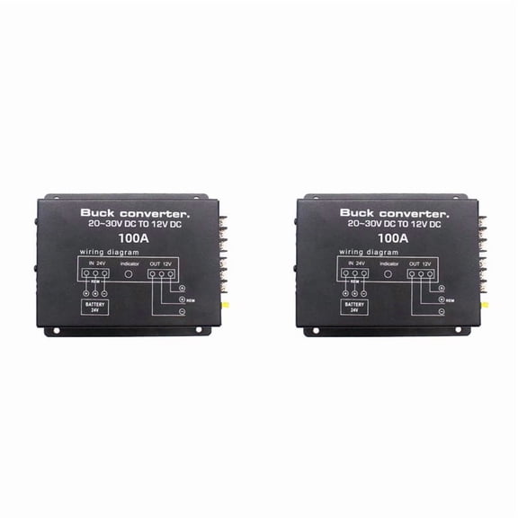 2X 100A DC 24V to 12V Car Power Converter Electric Converter with Temperature Control for Golf Cart Club Car Truck Bus