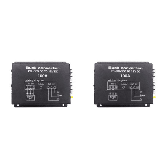2X 100A DC 24V to 12V Car Power Converter Electric with Temperature Control for Golf Cart Club Truck Bus