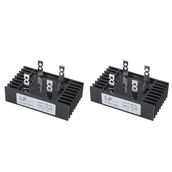 2X 100Amp 1200Volts 4 Pins 1 Phase Diode Bridge Rectifier Ql100 Type,2 x Bridge Rectifier,Black