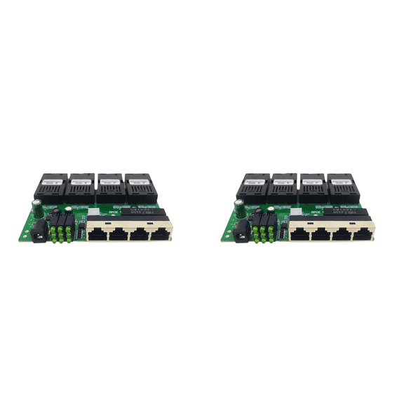 2X 100M Reverse POE Fast Ethernet Fiber Switch 4F4E Output 12V Optical Media Converter SC PCBA Placa Metro Board,2 x Optical switch board