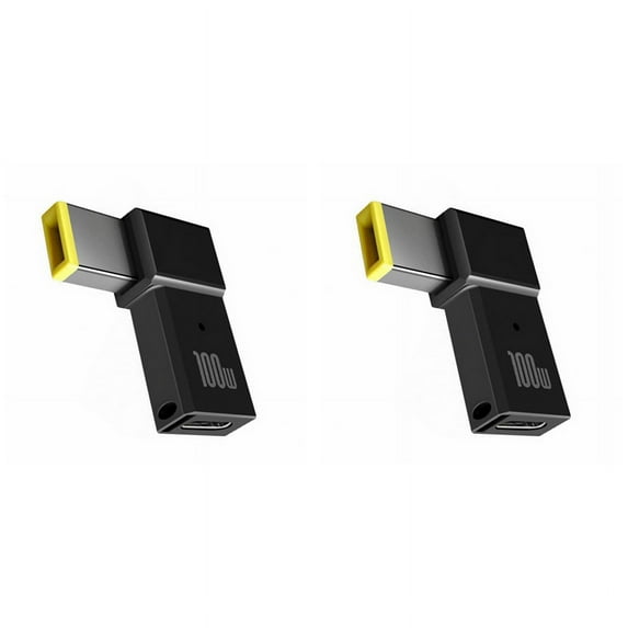 2X 100W USB Type C Female to Square PD Plug Converter USB-C Fast Charging for Laptop DC Power Adapter Connector,2 x USB C to Slim Tip Laptop Charging Cable Adapter,Black