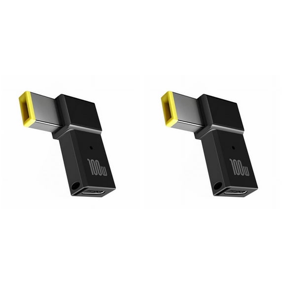 2X 100W USB Type C Female to Square PD Plug Converter USB-C Fast Charging for Laptop DC Power Adapter Connector,2 x USB C to Slim Tip Laptop Charging Cable Adapter,Black